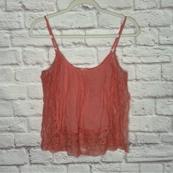 Free People Intimately Free Lace Trim Coral Cami Top - Picture 3 of 12
